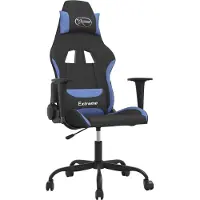 Syfax Gaming-Stuhl mit Massagefunktion Schwarz und Blau Stoff