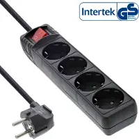 InLine Steckdosenleiste, 4-fach Schutzkontakt, mit Schalter, schwarz, 5m, 5 m, Drinnen, Typ F, Type F (CEE 7/4), Abgewinkelt, 1,5 mm²