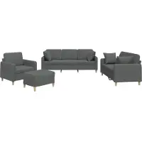 vidaXL 4-tlg. Sofagarnitur mit Kissen Dunkelgrau Stoff