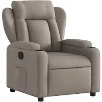 Syfax Sessel Taupe Stoff 77 x 94,5 x 100 cm (B x T x H) mit manueller Liegefunktion, Getränkehalter, Seitentasche
