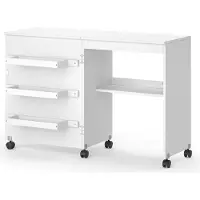 Vicco Nähtisch Carmen Weiß 118 x 77.5 cm mit 3 Regalen, Model 42065