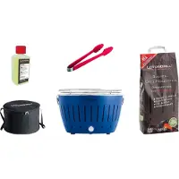 LotusGrill Starter-Set Classic Grill Tiefblau mit USB-Anschluß 5 teilig