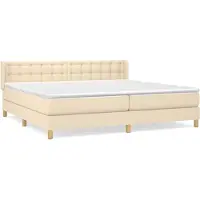 Syfax Boxspringbett mit Matratze Creme 160x200 cm Stoff