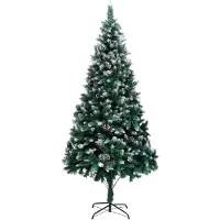 The Living Store Künstlicher Weihnachtsbaum mit Zapfen und Schnee 210 cm