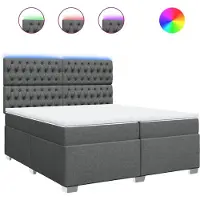 Syfax Boxspringbett mit Matratze Dunkelgrau 200x200 cm Stoff