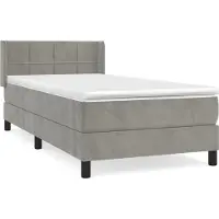 Syfax Boxspringbett mit Matratze Hellgrau 90x190 cm Samt