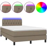 Syfax Boxspringbett mit Matratze & LED Taupe 120x200 cm Stoff