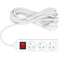 VOREL Elektrisches Verlängerungskabel, 3 Steckdosen mit Erdung, 5 m, mit Schalter 72532