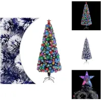 vidaXL Künstlicher Weihnachtsbaum mit Beleuchtung 180 cm Glasfaser - Weihnachtsbäume