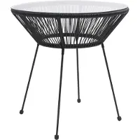 Prolenta Maison Exclusive - Garten-Esstisch Schwarz Ø70x74 cm Rattan und Glas