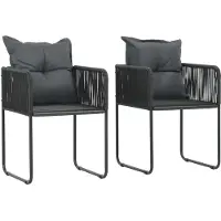 Syfax Gartenstühle 2 Stk. mit Polstern Poly Rattan Schwarz