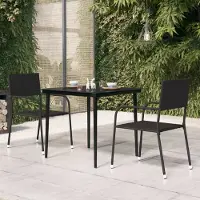 ZMH Garten-Esstisch Schwarz 80x80x74 cm Stahl und Glas