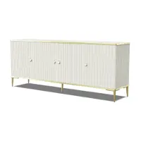 Sonstiges Kommode PETRA 182 cm 4D KASCHMIR BEIGE mit Goldene Metallfüße Sideboard MDF 4 Türen Highboard Schrank offene Regale Büfett mit gefräster fronten und seiten
