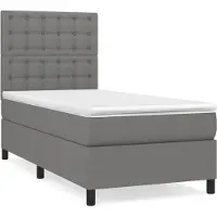 Syfax Boxspringbett mit Matratze Dunkelgrau 90x200 cm Stoff