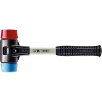 HALDER SIMPLEX Schonhammer Ø 30 mm TPE-soft blau / Plastik rot mit verstärktem Tempergussgehäuse und Fiberglasstiel