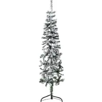 Syfax Künstlicher Halb-Weihnachtsbaum mit Schnee Schlank 150 cm
