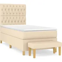 Syfax Boxspringbett mit Matratze Creme 100x200 cm Stoff