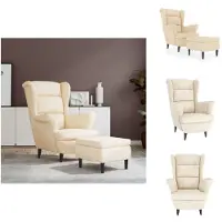 vidaXL Ohrensessel mit Hocker Creme Samt - Sessel