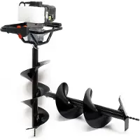 Wiltec Set Erdlochbohrer mit 1,4kW und 52cm³ Benzinmotor, inklusive 250mm und 300mm Bohrschnecken