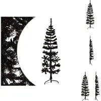 vidaXL Künstlicher Halb-Weihnachtsbaum Ständer Schlank Schwarz 150 cm - Weihnachtsbäume