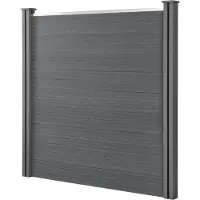 Neu.holz WPC Gartenzaun 'Segovia' mit 2 Pfosten Sichtschutz 183 x 187 cm Zaun Grau