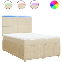 vidaXL Boxspringbett mit Matratze Creme 160x200 cm Stoff
