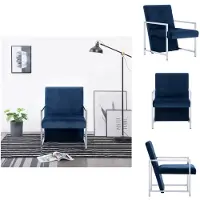 vidaXL Sessel mit verchromten Füßen Blau Samt - Sessel