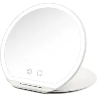 Girmi Ultraflacher klappbarer runder Schminkspiegel mit 3-Farben-LED-Licht und Touchscreen