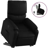 Syfax Relaxsessel mit Aufstehhilfe Schwarz Kunstleder