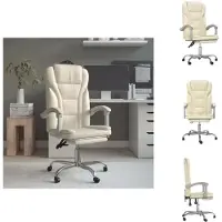 vidaXL Bürostuhl mit Liegefunktion Creme Kunstleder - Bürostühle