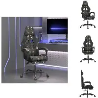 vidaXL Gaming-Stuhl mit Fußstütze Schwarz und Tarnfarben Kunstleder - Gaming-Sessel