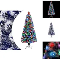vidaXL Künstlicher Weihnachtsbaum mit Beleuchtung 150 cm Glasfaser - Weihnachtsbäume