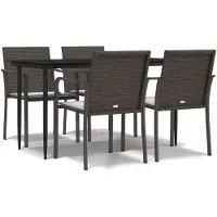vidaXL 5-tlg. Garten-Essgruppe mit Kissen Poly Rattan und Stahl