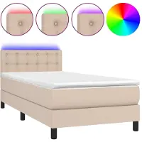 vidaXL Boxspringbett mit Matratze & LED Cappuccino-Braun 90x200cm