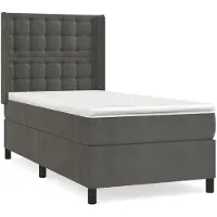 Syfax Boxspringbett mit Matratze Dunkelgrau 100x200 cm Samt