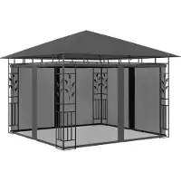 Syfax Pavillon mit Moskitonetz 3x3x2,73 m Anthrazit 180 g/m²