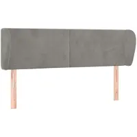 Syfax Kopfteil mit Ohren Hellgrau 147x23x78/88 cm Samt