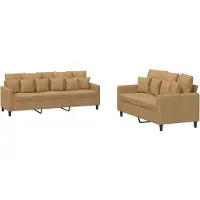 vidaXL 2-tlg. Sofagarnitur mit Kissen Braun Samt