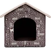 HOBBYDOG Hundekissen Hundehütte Hundebett Tierbett Katzenbett - Standard - 38 x 38 x 32 cm [Größe: R1] - Braun mit Text
