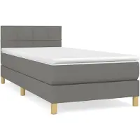 Syfax Boxspringbett mit Matratze Dunkelgrau 100x200 cm Stoff