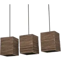 Ledvance Pendelleuchte 3-flammig Decor Cardboard Square braun aus Wellpappe, E27, 830 mm Länge, Leuchtenschirm aus recyceltem Material, nachhaltig durch austauschbare Lichtquelle, einfache Montage