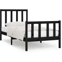 Syfax Massivholzbett Schwarz 75x190 cm