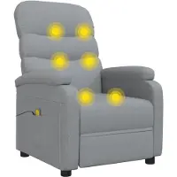 Syfax Massagesessel Hellgrau Stoff mit manueller Liege- und Vibrationsfunktion 75x91x101 cm (BxTxH)