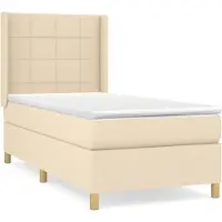 Syfax Boxspringbett mit Matratze Creme 100x200 cm Stoff
