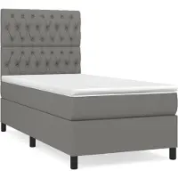 Syfax Boxspringbett mit Matratze Dunkelgrau 90x200 cm Stoff