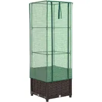 vidaXL Hochbeet mit Gewächshaus-Aufsatz Rattan-Optik 40x40x139 cm