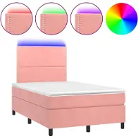 Syfax Boxspringbett mit Matratze & LED Rosa 120x190 cm Samt