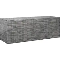 The Living Store Garten-Kissenbox PE Rattan 291x100,5x104 cm Grau