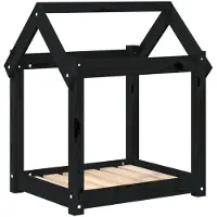 Syfax Hundebett Schwarz 61x50x70 cm Massivholz Kiefer