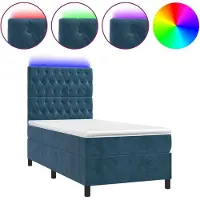 Syfax Boxspringbett mit Matratze & LED Dunkelblau 100x200 cm Samt